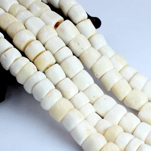 Vista 4 de Columna de tubo natural de mar blanco y coral, joyería de piedras preciosas sueltas de cuentas sueltas de 15 pulgadas, piedra natural para collar