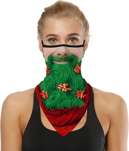 Vista 5 de GLUDEAR Máscara facial fea de Papá Noel, reutilizable, lavable, para el cuello, polaina para las orejas