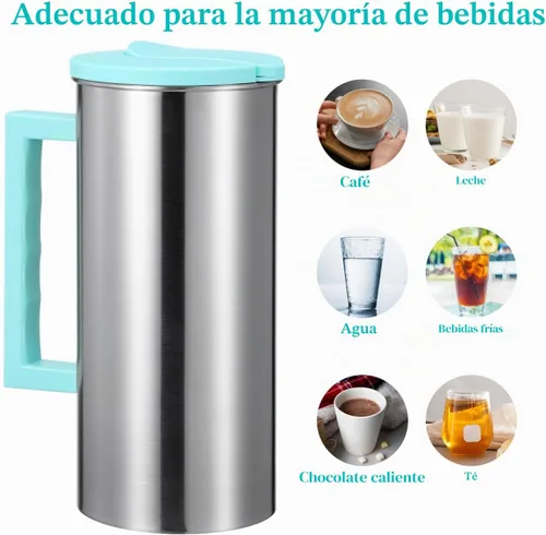 Vista 4 de Cabilock Jarra de acero inoxidable de 60.8 onzas con tapa, jarra de acero inoxidable de gran capacidad, jarra de agua aislada para mantener bebidas