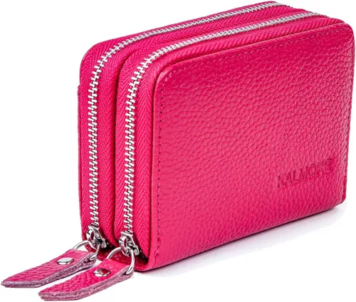 Vista 4 de KALMOR Billeteras de piel para mujer, con doble cremallera, con bloqueo RFID y bolsillo para monedas, 4. 25 x 3. 0 x 1.5