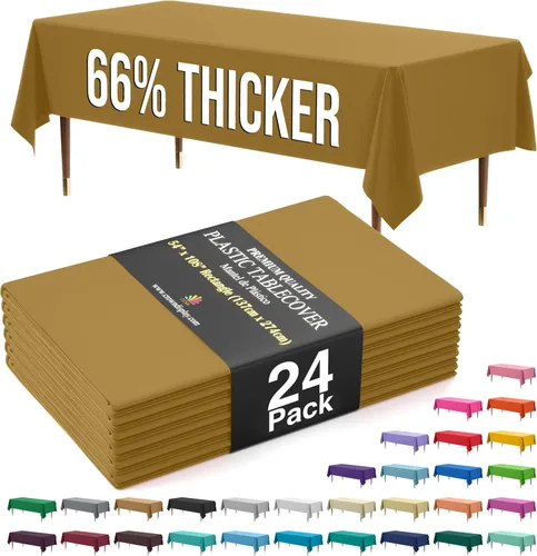 Vista 54 de Exquisite 66% Thicker Premium Plastic Table Cloth Rectangle Table Cover 0.5 Mil 6 Pack Aqua Table Cloth 54 Inch x 108 Inch Disposable Tablecloth