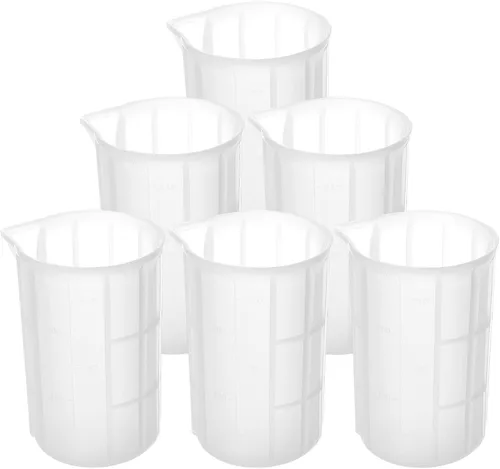 Vista 7 de Vasos medidores de silicona grandes de 8.5 fl oz, vasos de resina reutilizables de 8 onzas para epoxi, moldes de fundición, slime, proyectos de arte
