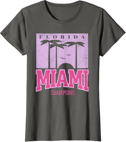 Vista 7 de MIAMI Beach Sunset Camiseta Florida Miami Palm Trees Camiseta Camiseta, Negro