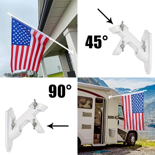 Vista 5 de NELXINJO Kit de poste de bandera de acero inoxidable de 5 pies con abrazadera para exterior de la casa Montaje exterior para bandera americana