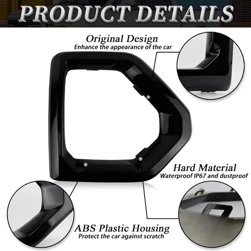 Vista 4 de 1 par de cubierta de bisel de luz antiniebla delantera, repuesto exterior compatible con GMC Sierra 1500 de 4 puertas 2019-2021 Denali SLT AT4 Marco