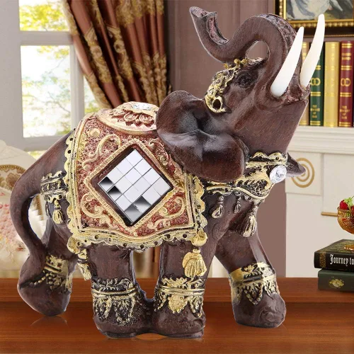 Vista 2 de Decoración de estatua de elefante, figuras de Feng Shui de buena suerte, figuras decorativas de la suerte, riqueza de la suerte, figuras