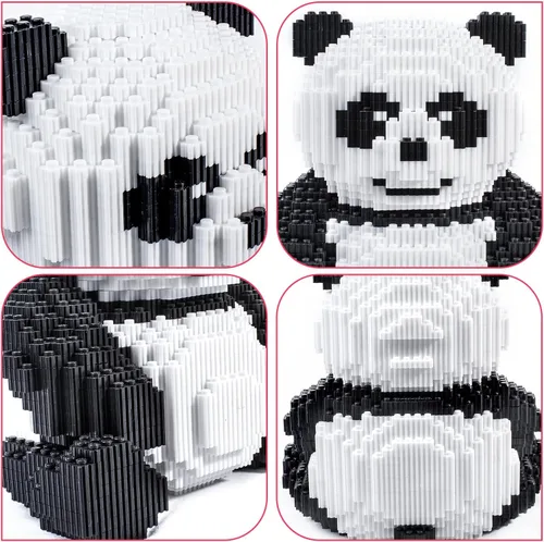 Vista 6 de AHZILEl - Juego de construcción de bloques de panda de animales, 7822 piezas, lindo rompecabezas 3D, mini ladrillos de construcción, kit de juguetes