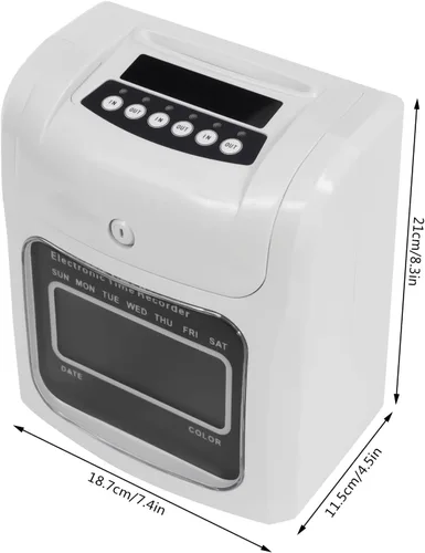 Vista 4 de Reloj de cálculo de tiempo, grabadora de tiempo electrónica, Punch Pak, máquina de entrada y salida para empleados, incluye 50 tarjetas de tiempo