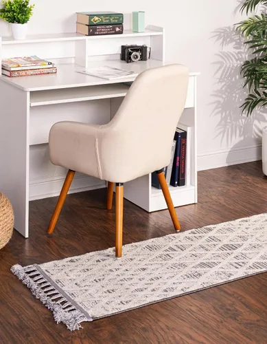 Vista 4 de Unique Loom Arlo Collection - Alfombra Cy (Runner 2' 0" x 6' 0", gris/marfil)