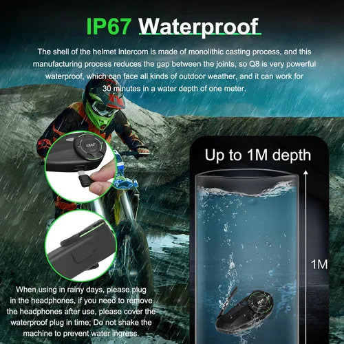 Vista 5 de Mesh 3.0 - Auriculares Bluetooth para motocicleta, 6 Riders Group V5.1, casco Bluetooth con intercambio de música y cancelación de ruido CVC
