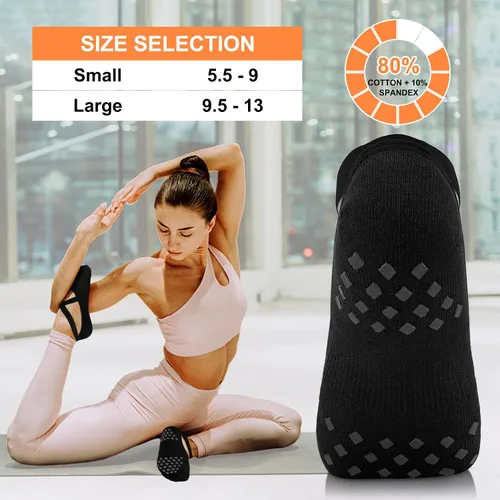 Vista 5 de Diu Life Calcetines de yoga con agarre para mujer, antideslizantes, pilates, entrenamiento, barra pura, ballet, danza, hospital