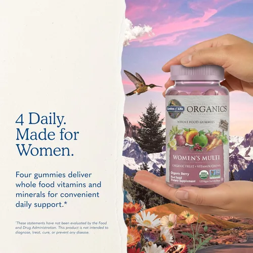 Vista 7 de Vitamina blanda para mujeres de Garden of Life, multivitamínico para las mujeres de Mykind Organics, 120 pastillas con frutas orgánicas