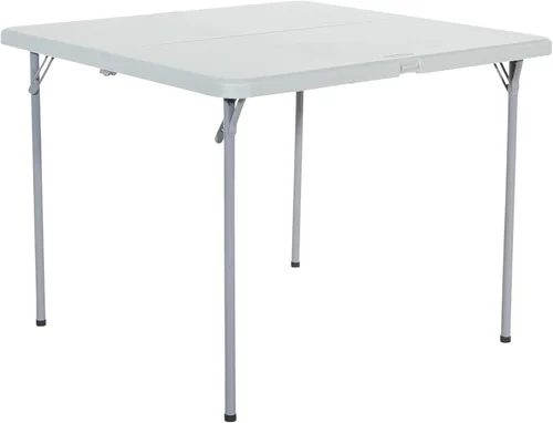 Vista 8 de Office Star - Juego de mesa y sillas cuadradas plegables de resina de 5 piezas, color gris claro