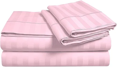 Vista 10 de Juego de sábanas y fundas de almohada de 6 piezas, 100% algodón, juego de sábanas de rayas de agua individual incluye 4 fundas de almohada, 1 sábana