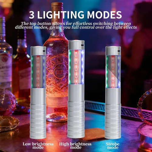 Vista 3 de Luces LED estroboscópicas para botella de servicio para niña, baton, reutilizable, recargable, servicio LED, champán, 2 piezas para bar, club