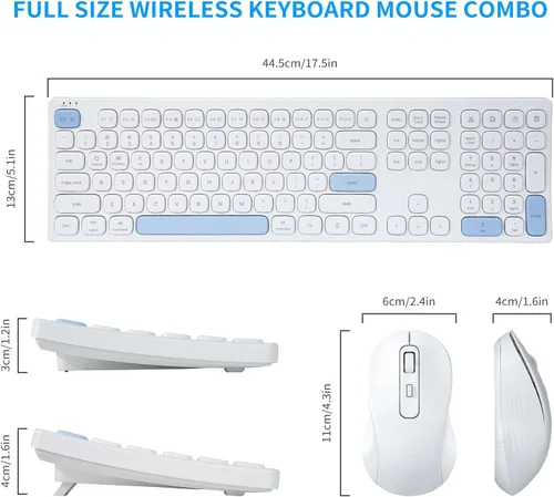 Vista 8 de HUO JI Combo de teclado y mouse inalámbricos, teclado silencioso de tamaño completo inalámbrico de 2.4G sin retrasos para computadora, Mac, PC
