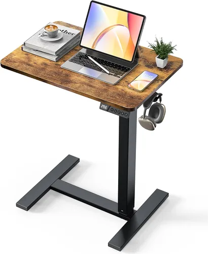 Vista 14 de Mesa eléctrica de 24 x 16 pulgadas, escritorio con ruedas para Blanco
