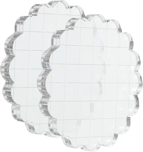 Vista 11 de PATIKIL Bloque de sello acrílico de 2 pulgadas, bloque de estampado transparente con líneas de cuadrícula, bloques de montaje decorativos redondos