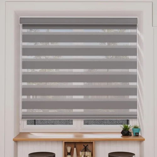 Vista 46 de MYshade Persianas enrollables de cebra opacas (85 %) con cordón para ventanas interiores, persianas de doble capa beige para dormitorio, baño, sala