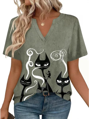 Vista 7 de Zeagoo Camisetas de manga corta con cuello en V para mujer, bonitas, elegantes, casuales, para negocios, trabajo, blusa