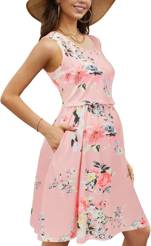 Vista 4 de OUGES Vestidos de maternidad lisosflorales para mujer, sin mangasmanga larga, vestido de lactancia