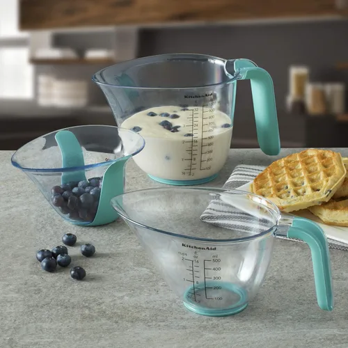 Vista 2 de KitchenAid KO298OSAQA - Jarras medidoras gourmet, juego de 3, azul turquesa