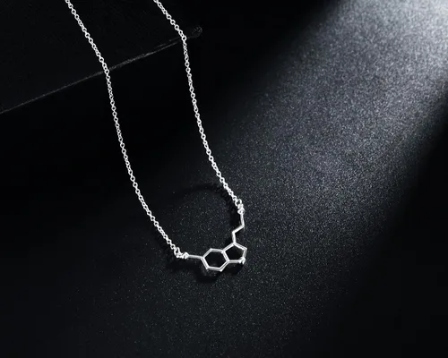 Vista 4 de Rosa Vila Happiness Serotonin Molecule Necklace For Women, Happy Serotonin Necklace, Science Jewelry For Women, Ideal Necklaces For Teacher