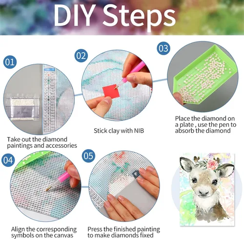 Vista 4 de Containlol Juego de 6 piezas de arte de diamantes para niños, lindos animales, arte de diamantes para adultos principiantes, 5D, kit de pintura