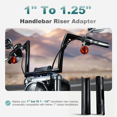 Vista 2 de MoKitDora 1" to 1.25" Universal Handlebar Riser Adapter for Harley 1" clamp Handlebar Sportster Dyna Softail Touring, NEW
