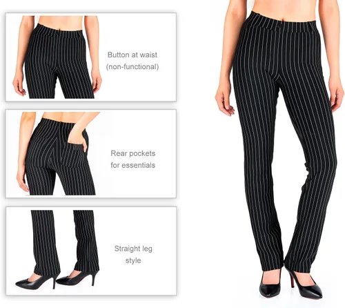 Vista 6 de Yogipace - Pantalones deportivos de yoga y de vestir para mujer, con trabillas para cinturón y pierna recta, disponibles en talla pequeña, regular