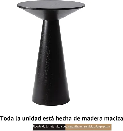 Vista 4 de COZAYH Mesa auxiliar pequeña con pedestal de granja, mesa redonda de Martini, soporte de madera para plantas, mesa rústica para bebidas
