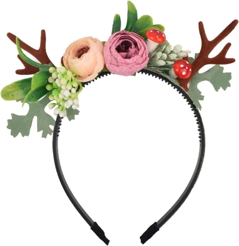 Vista 5 de Disfraz de tutú de princesa con ciervos y ciervos de Navidad para niños y niñas, con diadema de cuernos