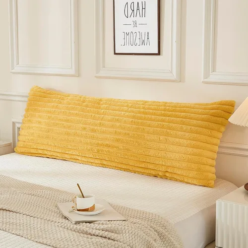 Vista 16 de JAUXIO - Funda de almohada corporal de piel sintética mullida, lujosa, decorativa con rayas, ultra suave y acogedora con cierre de cremallera de 21