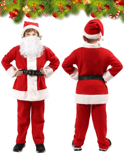Vista 2 de Disfraz de Papá Noel para niños, disfraz de Papá Noel para niños, traje de terciopelo para niños, traje de Papá Noel, traje de Navidad para niños