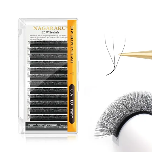 Vista 140 de NAGARAKU Extensiones de pestañas prefabricadas en abanico 3D W 0.05 C 0.315 0.05-C 3D W