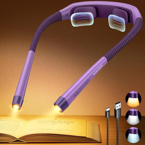 Vista 8 de Glocusent Luz de cuello con temporizador, luz de libro de 100 horas para Gris