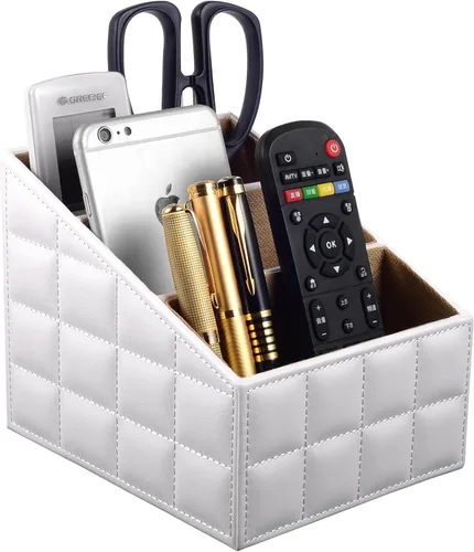 Vista 12 de Soporte para control remoto de TV con 3 compartimentos, almacenamiento de accesorios multimedia, caja de almacenamiento, estante de almacenamiento