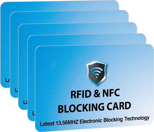 Vista 30 de SaiTech IT Paquete de 5 Tarjetas de Bloqueo RFID, Una Tarjeta Protege Toda la Billetera y Cartera, Protector de Tarjetas de Débito y Crédito