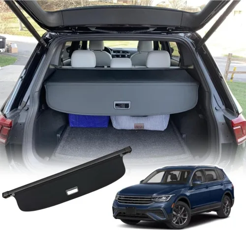 Vista 10 de Cubierta de carga retráctil para VW Tiguan 2018-2024 Pantalla de seguridad negra Pantalla de privacidad de equipaje sin espacio para maletero