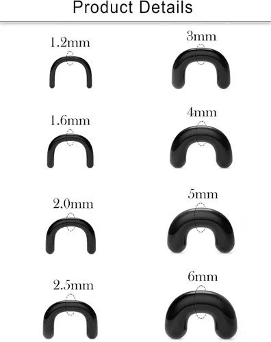Vista 2 de Cisyozi 16G, 14G, 12G, 10G, 8G, 6G, 4G, 2G, kit de estiramiento de plástico hipoalergénico en forma de U, anillos de tabique para cirugía, trabajo