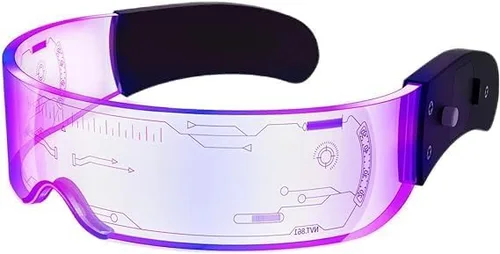 Vista 2 de Tefiohen Gafas de sol con luz LED geniales 7 colores y 4 modos Cyberpunk Futuristas Gafas de sol luminosas para niños y adultos