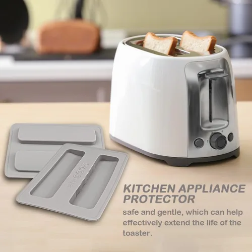 Vista 7 de 2 tapas de silicona para tostadora, cubierta de suciedad para tostadora, protector superior para máquina de pan, máquina de sándwich (gris)