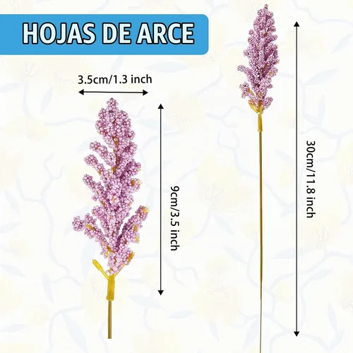 Vista 4 de WILLBOND 24 piezas de flores artificiales de aliento de espuma pastel, púas de bayas, mini ramo de flores de vainilla falsas para el hogar, jarrón