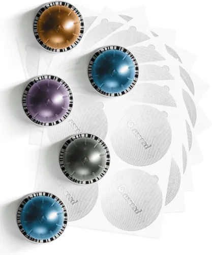 Vista 10 de Grasseed Kit de cápsulas reutilizables VertuoLine para cápsulas Nespresso con 50 tapas de sellos de papel de aluminio, cápsulas de café recargables
