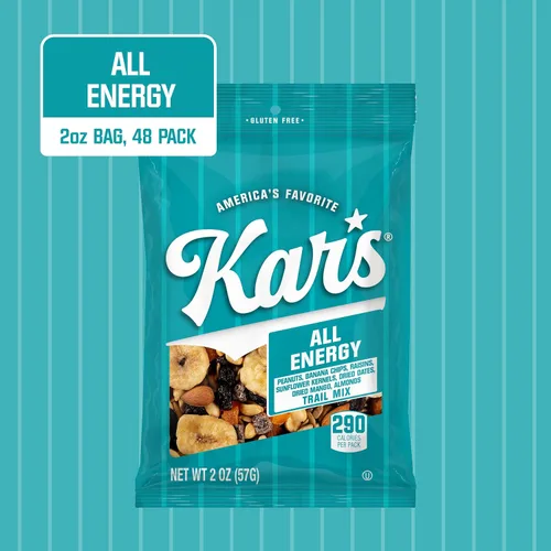 Vista 2 de Kar's Nuts All Energy - Mezcla de frutos secos sin sal, paquetes individuales de aperitivos de 2 onzas, paquete a granel de 48, mezcla de aperitivos