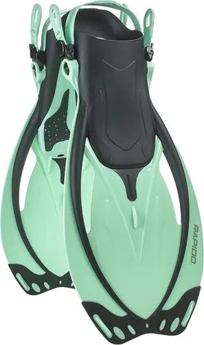 Vista 11 de Rapido Marine Open Heel Adjustable Fins - Translucent Violet Lime, Large/X