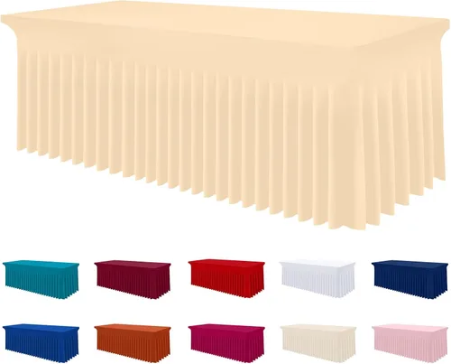 Vista 38 de Smiry Mantel de Spandex, Mantel Elástico Ajustable Extensible para Mesas Rectangulares de 6 Pies, Falda Cubierta de Mesa Impermeable y Lavable