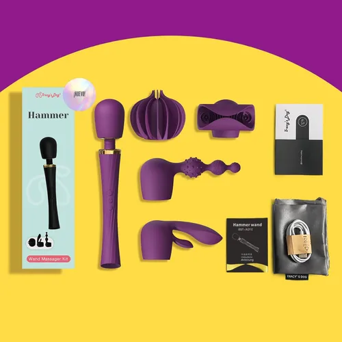 Vista 9 de Kit de Vibrador de Varita Tracy's Dog, Masajador Inalámbrico con 4 Accesorios de Silicona para Estimulación del Clítoris, Punto G, Anal y Pene