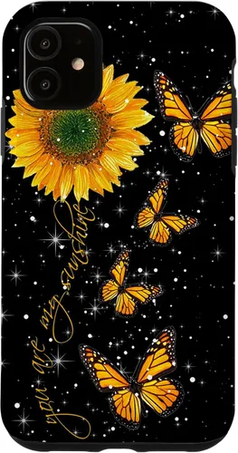 Vista 8 de You are My Sunshine Vintage Sunflower and Monarch Butterfly Case for iPhone 17