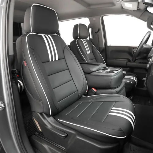 Vista 14 de EKR Fundas para Asientos Silverado de Ajuste Personalizado para (Cabina Doble) 2014 2015 2016 2017 2018 Chevrolet Silverado 1500 & HD 2500/3500